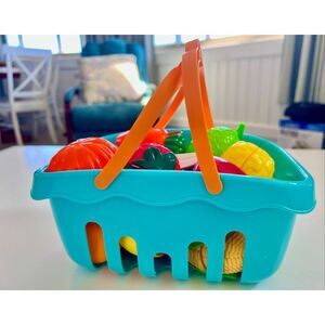 Cutting Play Food Toy for Kids Kitchen, Pretend Fruit & Vegetables Accessories